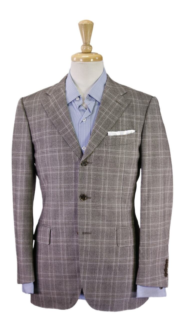 Paul Stuart Gray Brown Plaid Wool Fleece Sportcoat Blazer 38S